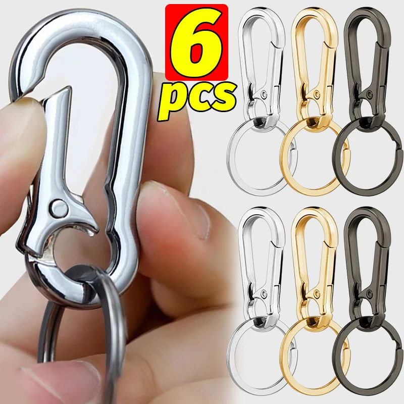 2/4/6pcs Gourd Buckle Clip Key Holder Stainless Steel Keychains Climbing Hook Car Strong Carabiner Key Chain Rings Waist Hanging