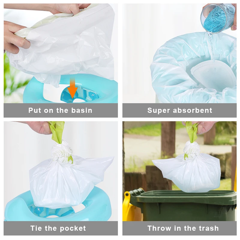 Baby sit implement bag one-time potty chair cushion | (20 liner + 20 suction pad) | and portable toilet training potty use | gen