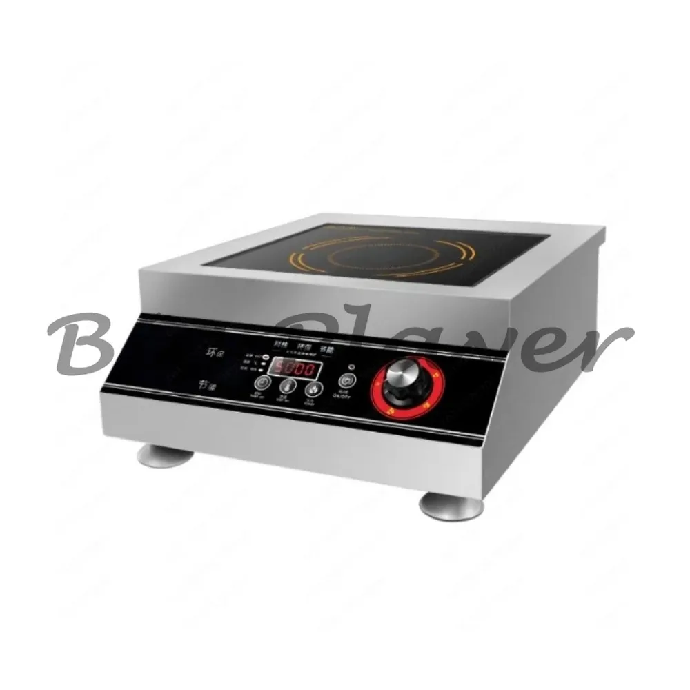 Commercial 5000W Induction Cooktop - Flat Concave Design Stir Fry Soup Stove for Canteen and Restaurant Use