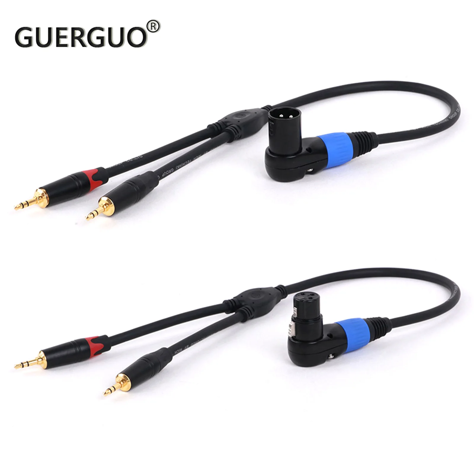 

3Pin Right Angle XLR Female/Male to Dual 3.5mm Stereo Male Jack Y-Splitter Microphone Cable For Mixer Speakers Amplifiers