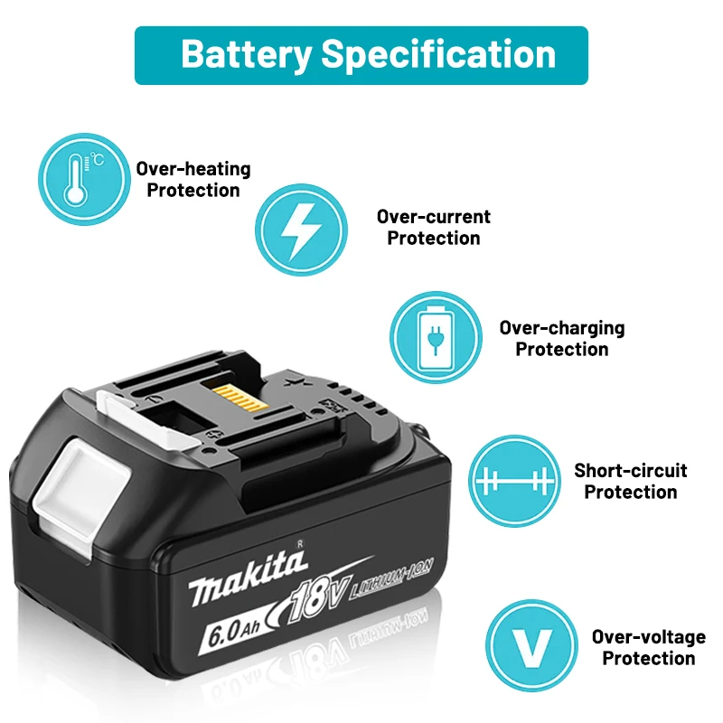 Makita Genuine 18V Battery, 6Ah、9Ah BL1850B Li-ion Replacement Battery, BL1850 BL1860B BL1860 BL1840B BL1830B BL1830 LXT-400 RU