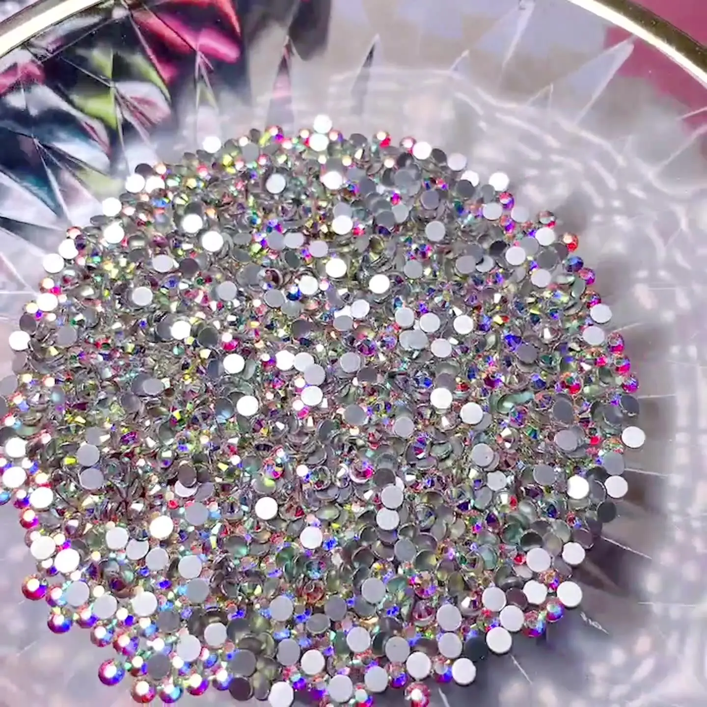 ネイルアートラインストーン,フラットバック,透明,非修正,丸いガラスダイヤモンド,宝石チャーム,スパーリーDIYマニキュアアクセサリー,3D, 1440個