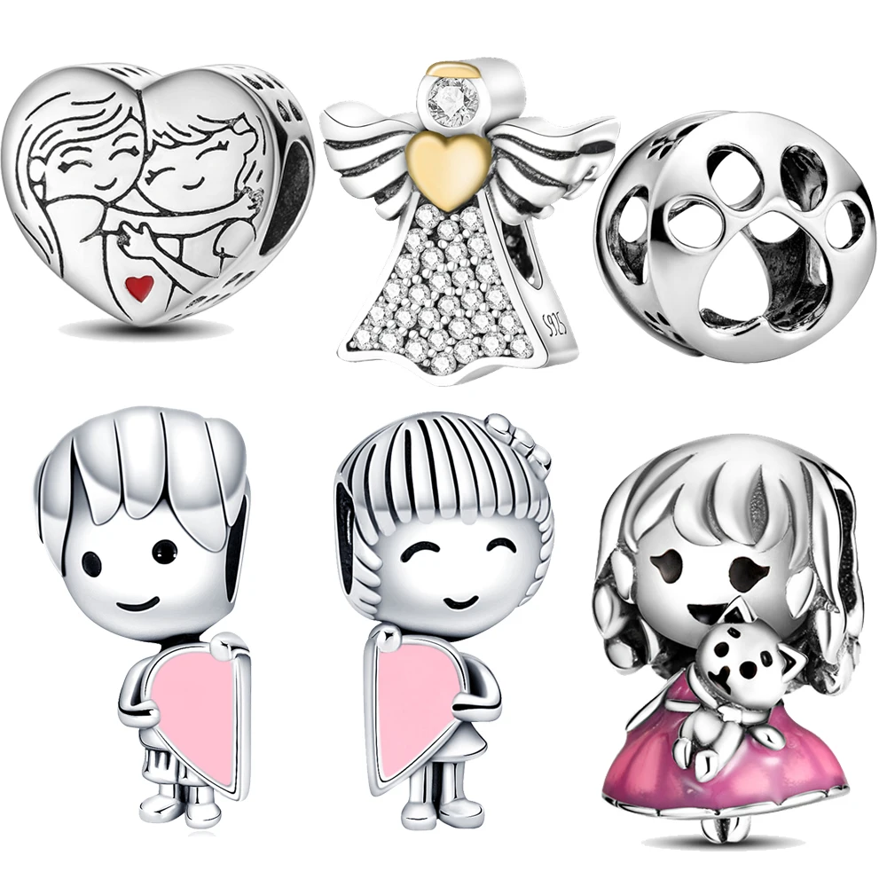 

New Original Bead 925 Silver Original Bracelets Boys And Girls Mushroom Rabbit Cat's Paw Charms Beads For DIY Jewelry Bead Gifts