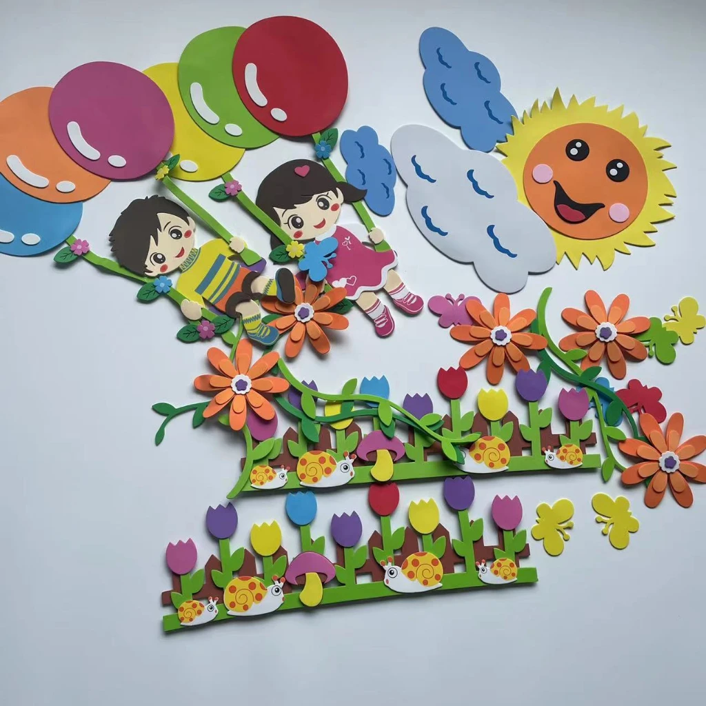 3D cartoon wall stickers blackboard decoration EVA foam materials for kindergarten school classroom decoration