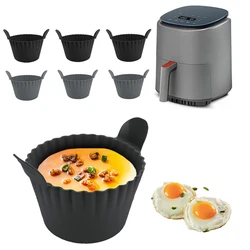 6Pcs Silicone Ramekins Reusable Air Fryer Egg Poacher Food Grade Silicone Egg Poaching Cups Non-Stick Round Silicone Baking Cups