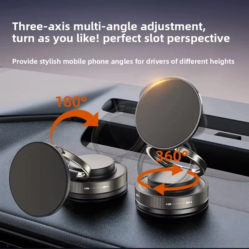 Vacuum Magnetic Phone Bracket Multi-angles Adjustment Strong Magnet Suction Design Foldable Car Holder Navigation Stand