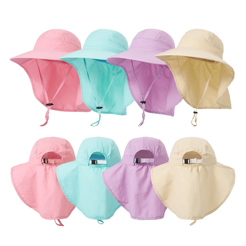 

Детская шляпа от солнца с широкими полями, летняя солнцезащитная шляпа-накидка для девочек, пляжная рыбацкая шляпа для мальчиков, уличная шляпа от солнца.