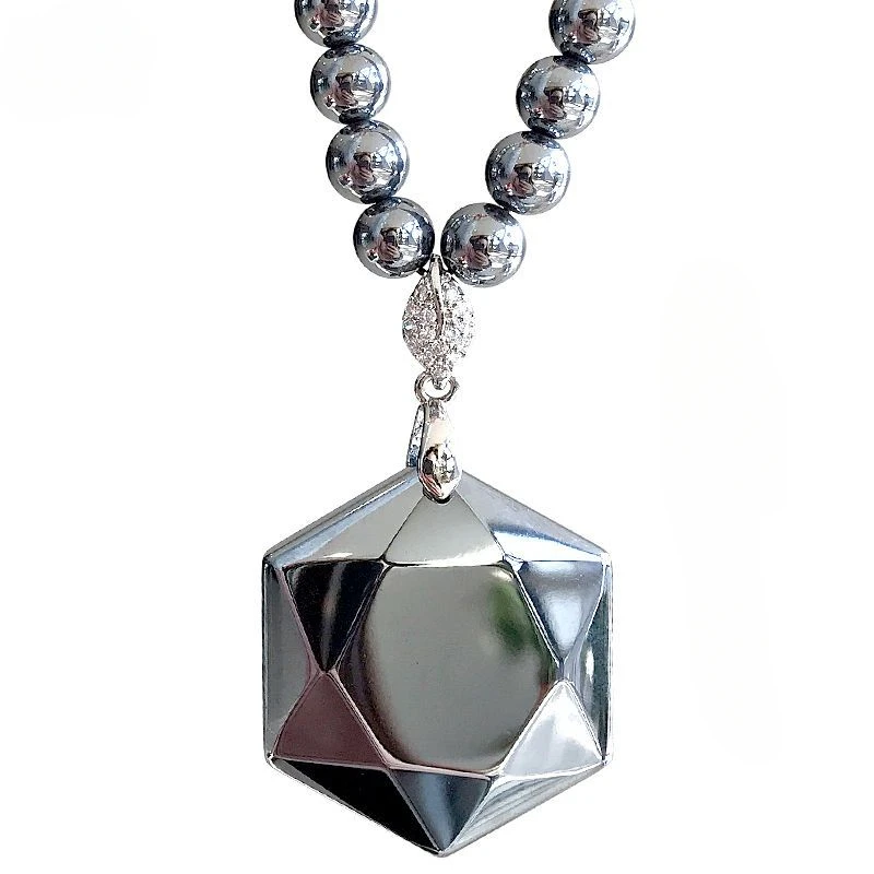 

Natural Terahertz Hexagram Pendant Energy Stone Sweater Chain Men's and Women's Jewelry