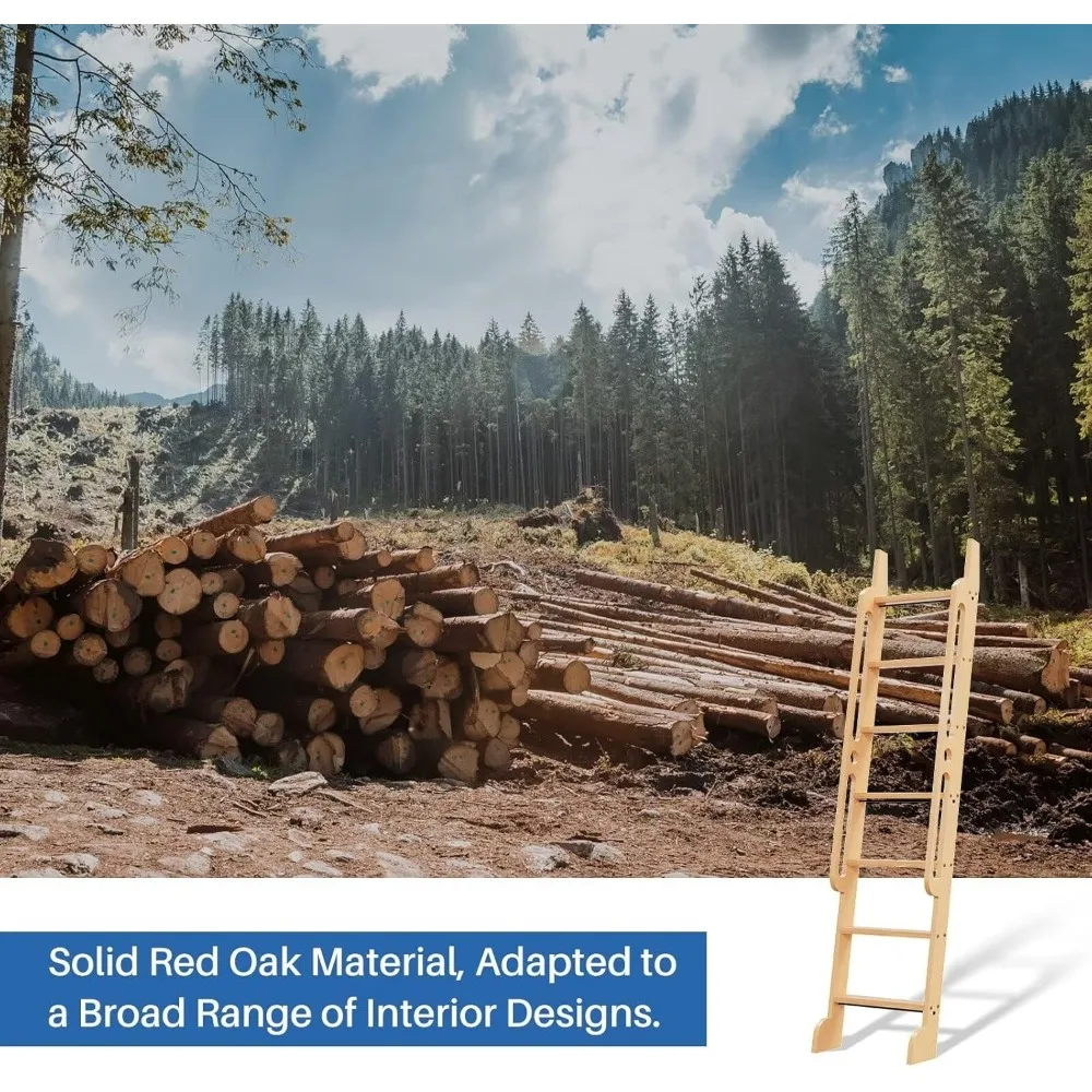 Scaletta per biblioteca con ruote in rovere rosso, alta 7 piedi, multiuso per scaffali e accesso a soppalco, robuste gradini in legno con maniglia incorporata