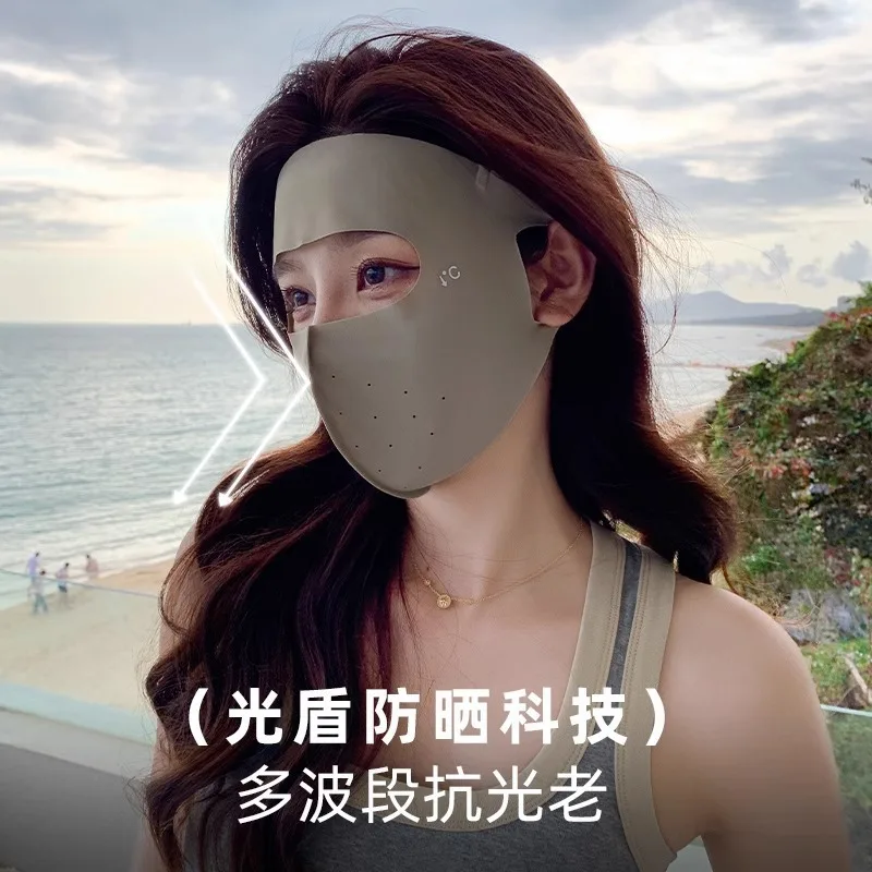 Premium Ice-Silk Full-Face Sun-Blocking Mask - Breathable UV Protection for Women, Summer Bikini Essential