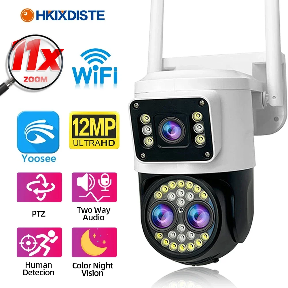 camera de vigilancia sem fio ao ar livre cameras ip smart home security wifi lens ptz zoom 10x yoosee cctv 6k 12mp 01