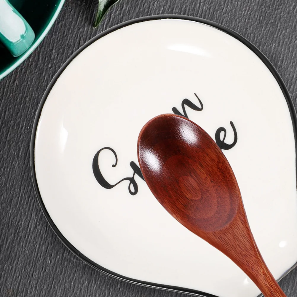 

2Pcs Ceramic Spoon Rest Kitchen Countertop Scoop Holder Cooking Spoon Support Small Dish for Sauce Smooth Scoop Rest