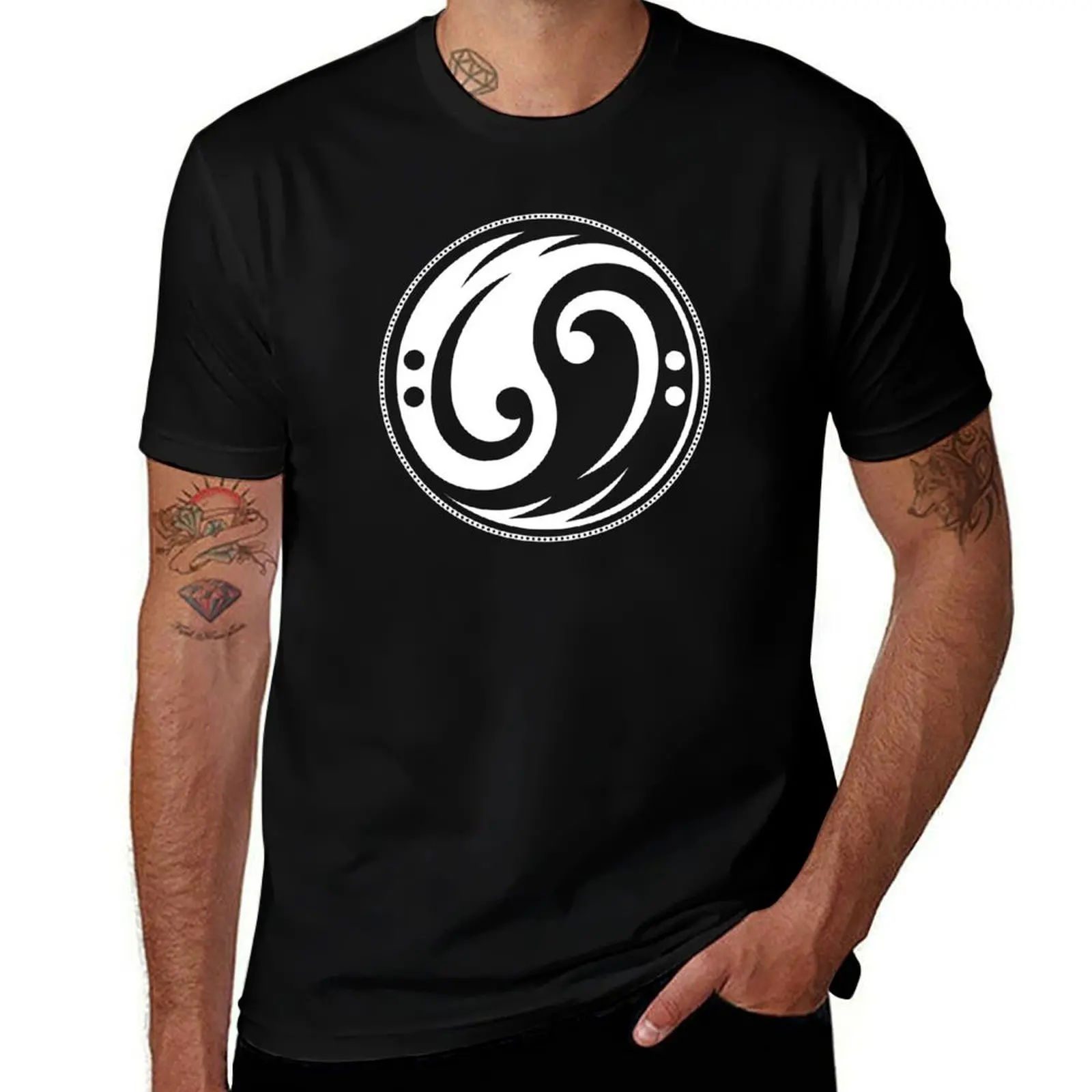 Bass guitar bass clef bass yin yang for player T-Shirt Basic Plain Tee for Spring and Summer T-Shirt