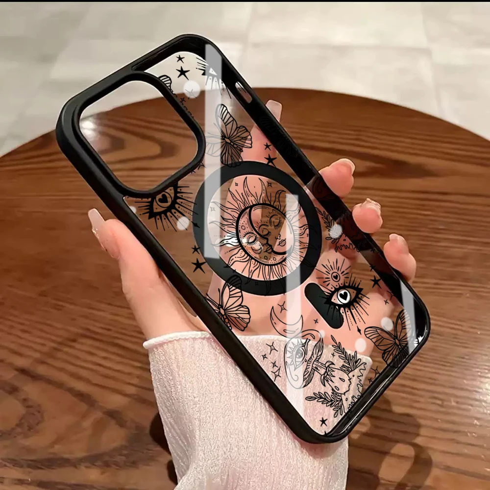 Abstrakte Linienästhetik Transparente Hülle für iPhone 17 16 11 12 15 Pro Max 13 14 Plus Hüllen für Magsafe Kabelloses Laden Drop Fundas – Detail 8