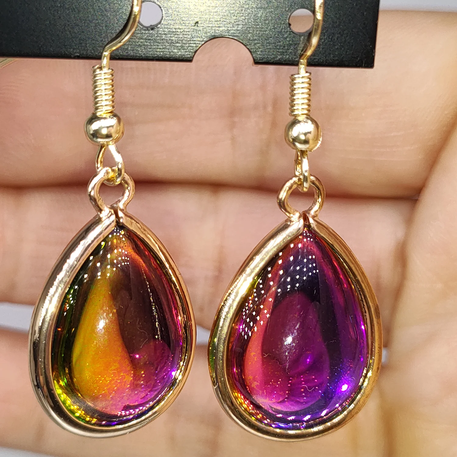 Wolf Tide Color-changing Colorful Crystal Water Drop Dangle Hook Earrings for Women Anti-allergy Hanging Ear Jewelry Accessories