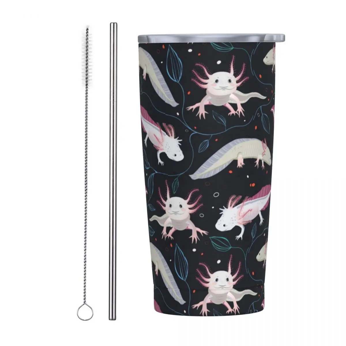 Axolotl Tumbler Vacuum Insulated Travel Animal Coffee Cup with Lid Straw Stainless Steel Office Home Mug for Hot Cold Drink 20oz