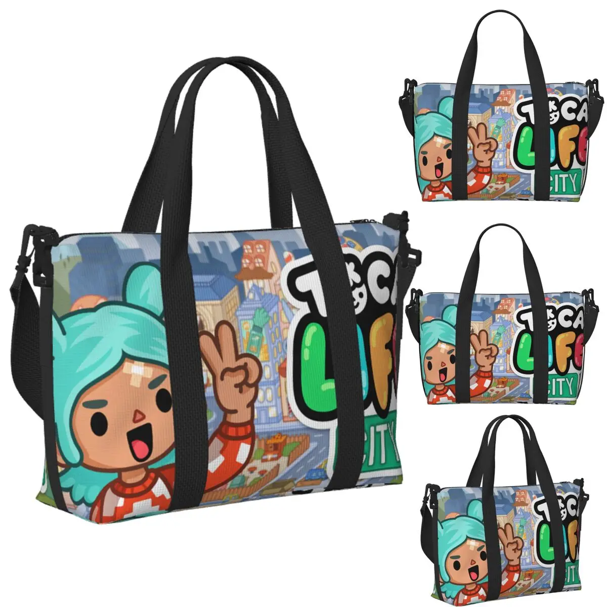 

Toca Life Box Toca Boca Cute Game Beach Travel Bag Large Capacity Tote Bags for Gym Yoga Women Shopping Duffle Shoulder Bag