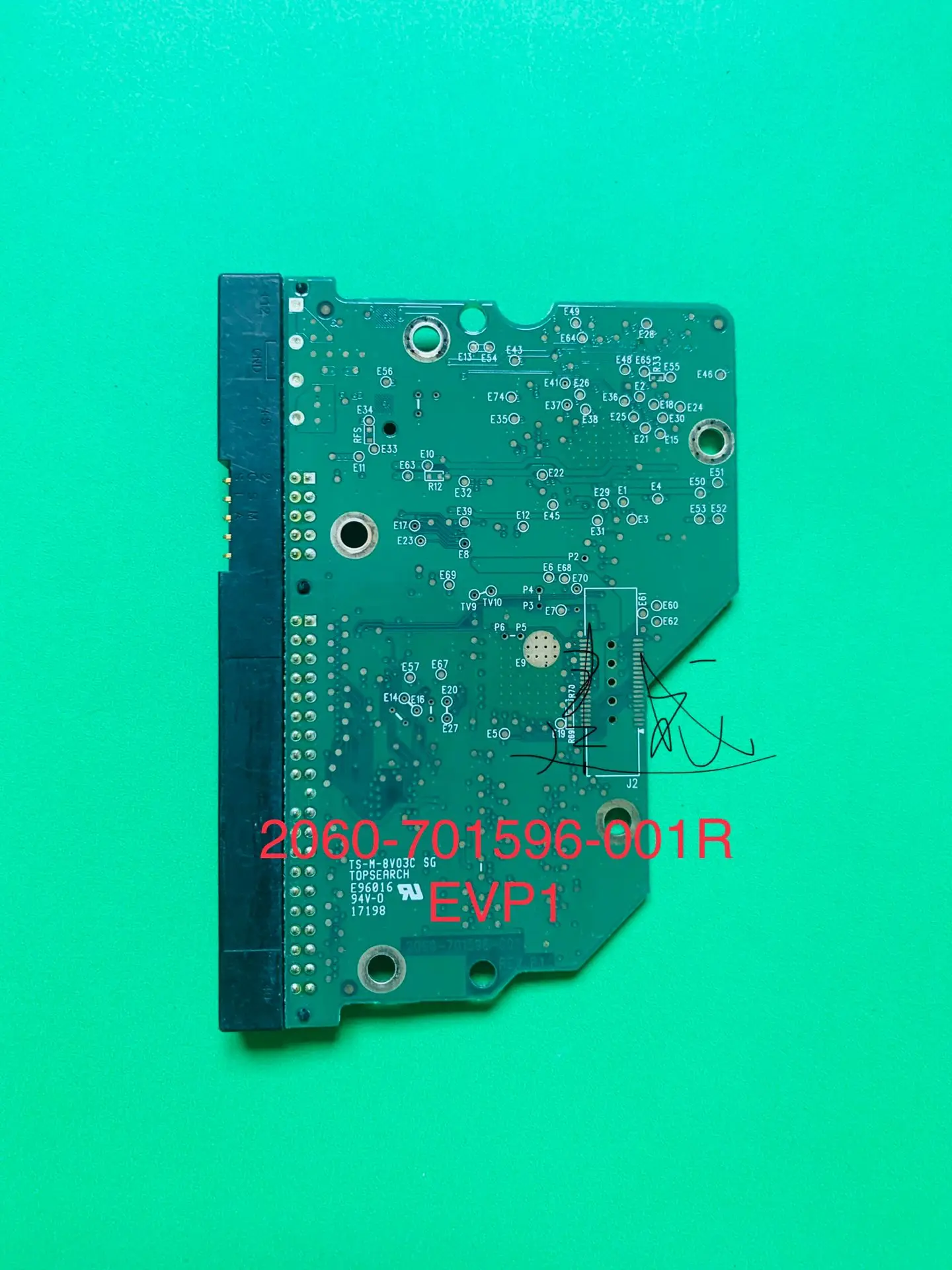 Western Digital Disco Duro placa de circuito/2060-701596-001 REV P1 , 2060-701596-001 REV A / 2061-701596-A00 , 2061-701596-500