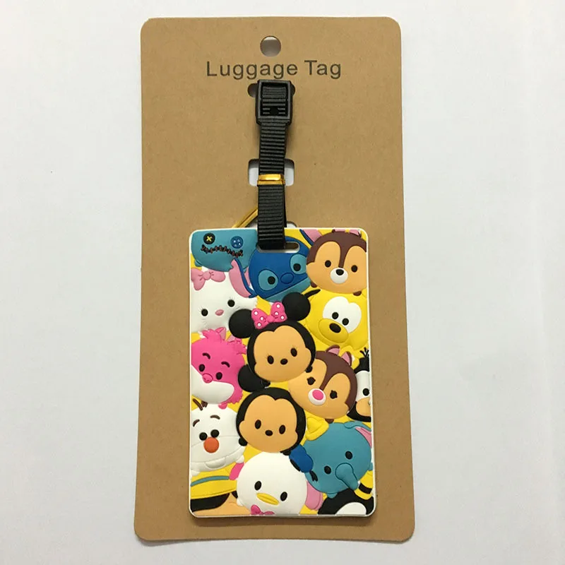 Disney Travel Accessories Square Mickey Luggage Tag Suitcase Fashion Style Silicon Portable Travel Label  ID Addres Holder