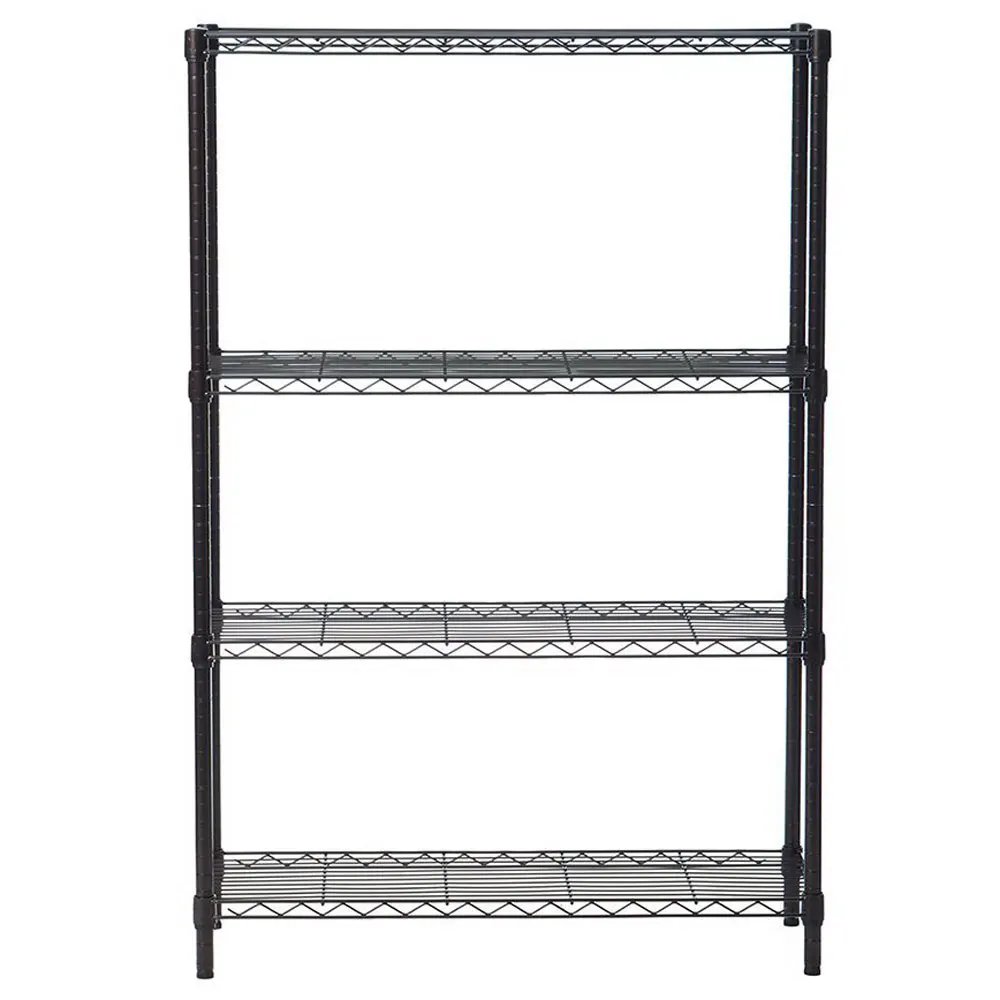 4-Layer Plastic Coated Iron Shelf 140*90*35 Black, Durable Metal Frame, Space-Saving Design, Easy Assembly