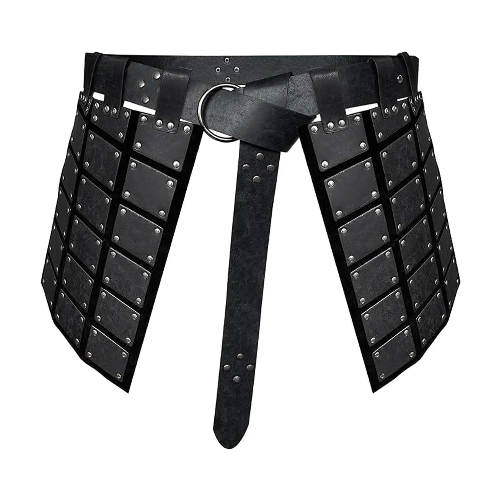 Medieval PU Leather Thigh Armors Halloween Cosplay Clothes Costume Retro Double Sided Waist Armors with Belt for Comic Con Men