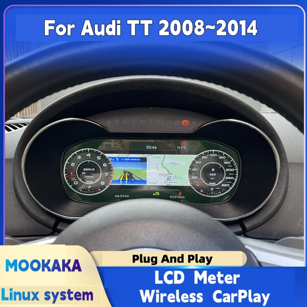

Carplay для Audi TT 2008-2014, автомобильный ЖК-плеер на приборной панели, цифровой кластер, виртуальный кабин, приборная панель, спидометр, головное устройство