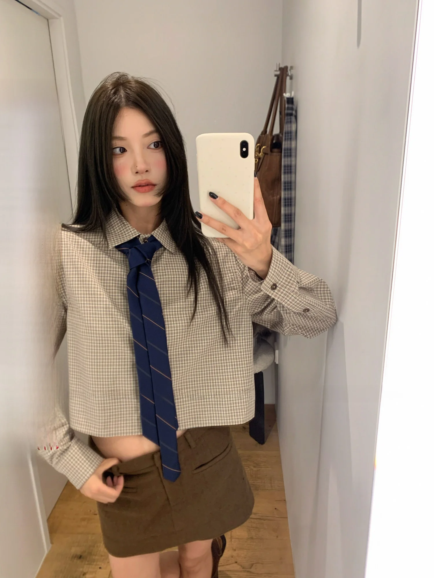 

Деревянная клетчатая рубашка из хлопка для женщин, осенняя коллекция 2025, нелиняющая, с длинным рукавом