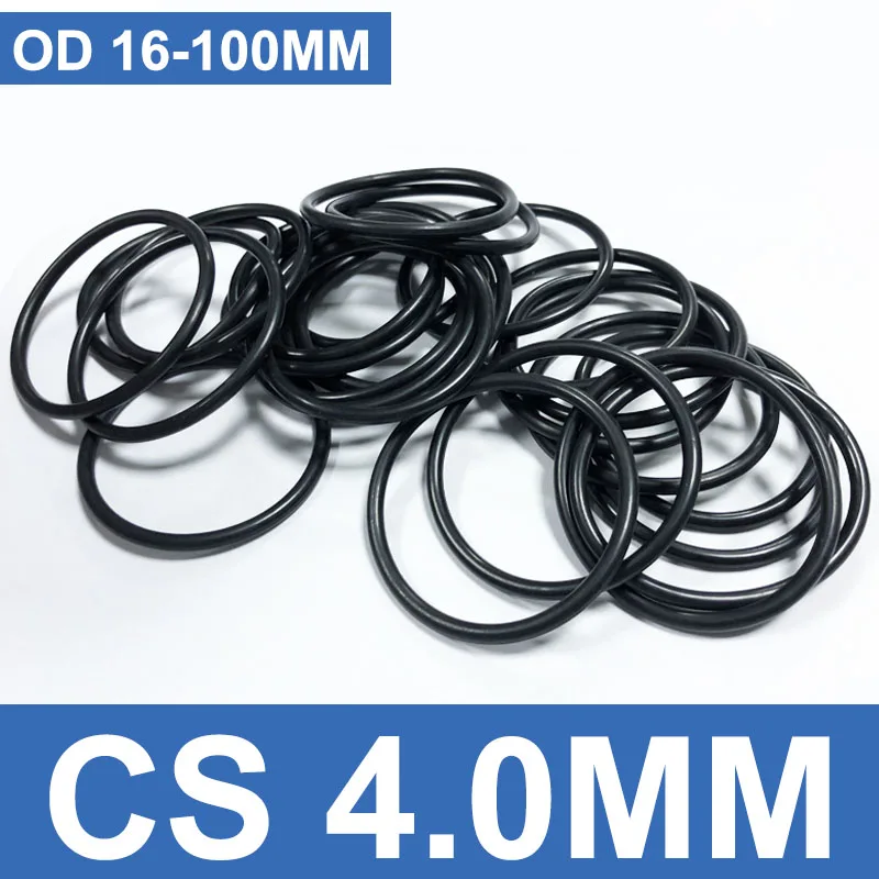 1-50pcs OD 16mm-100mm CS 4.0mm Thickness Black NBR Nitrile O Ring Food Grade Waterproof Washer Rubber Insulate Round Seal Gasket