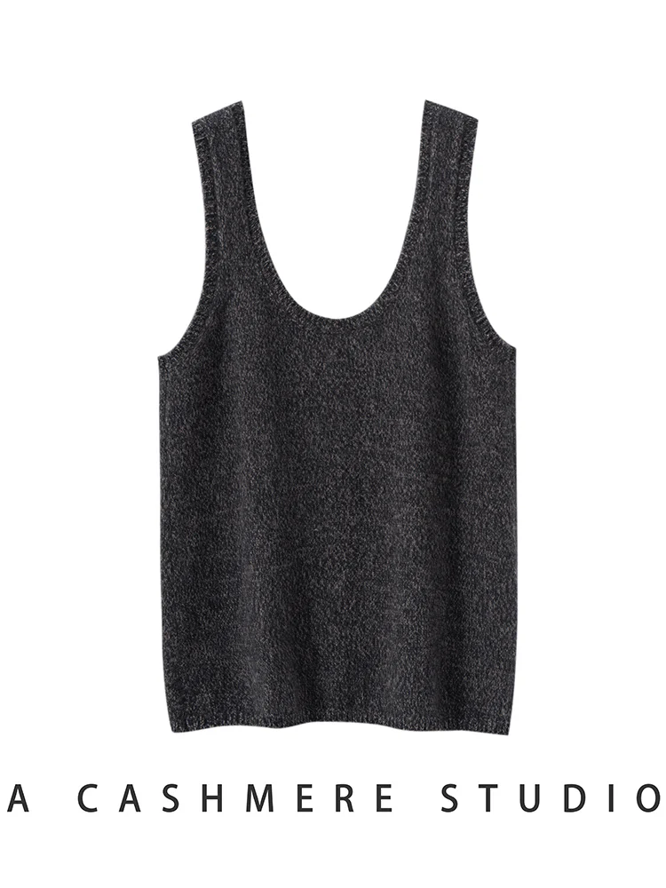 TLOML 시크 여성용 스웨터 조끼 100% 캐시미어 조끼 O넥 조끼 심플 스타일 캐시미어 스웨터 봄 가을 조끼 부드럽고 편안한 탑