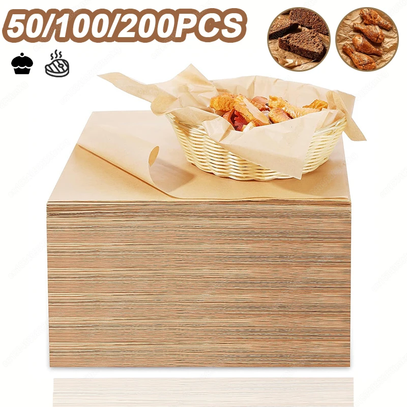 50/100/200PCS Baking Paper for Oven Air Fryer Baking Mat Non-stick Absorption Oil Paper Baking Grilling Cuttable Parchment Paper