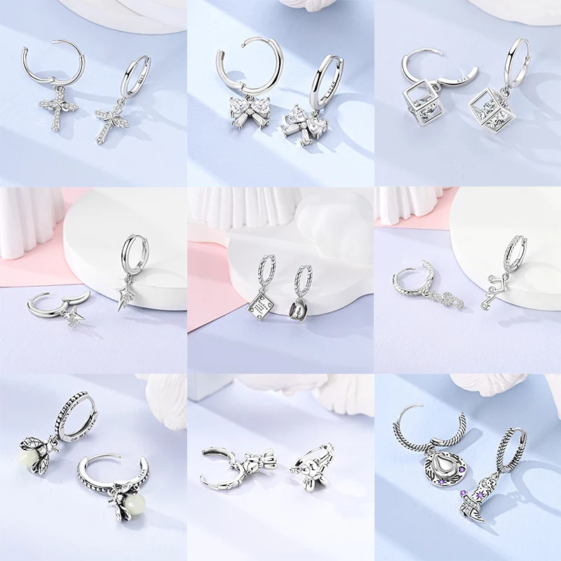 Funkelnde goldene Damen-Creolen aus 925er-Sterlingsilber, Schmetterlings-Ohrringe aus farbigem Zirkonium für Damen, Schmuck, Jahrestagsgeschenk – Detail 4