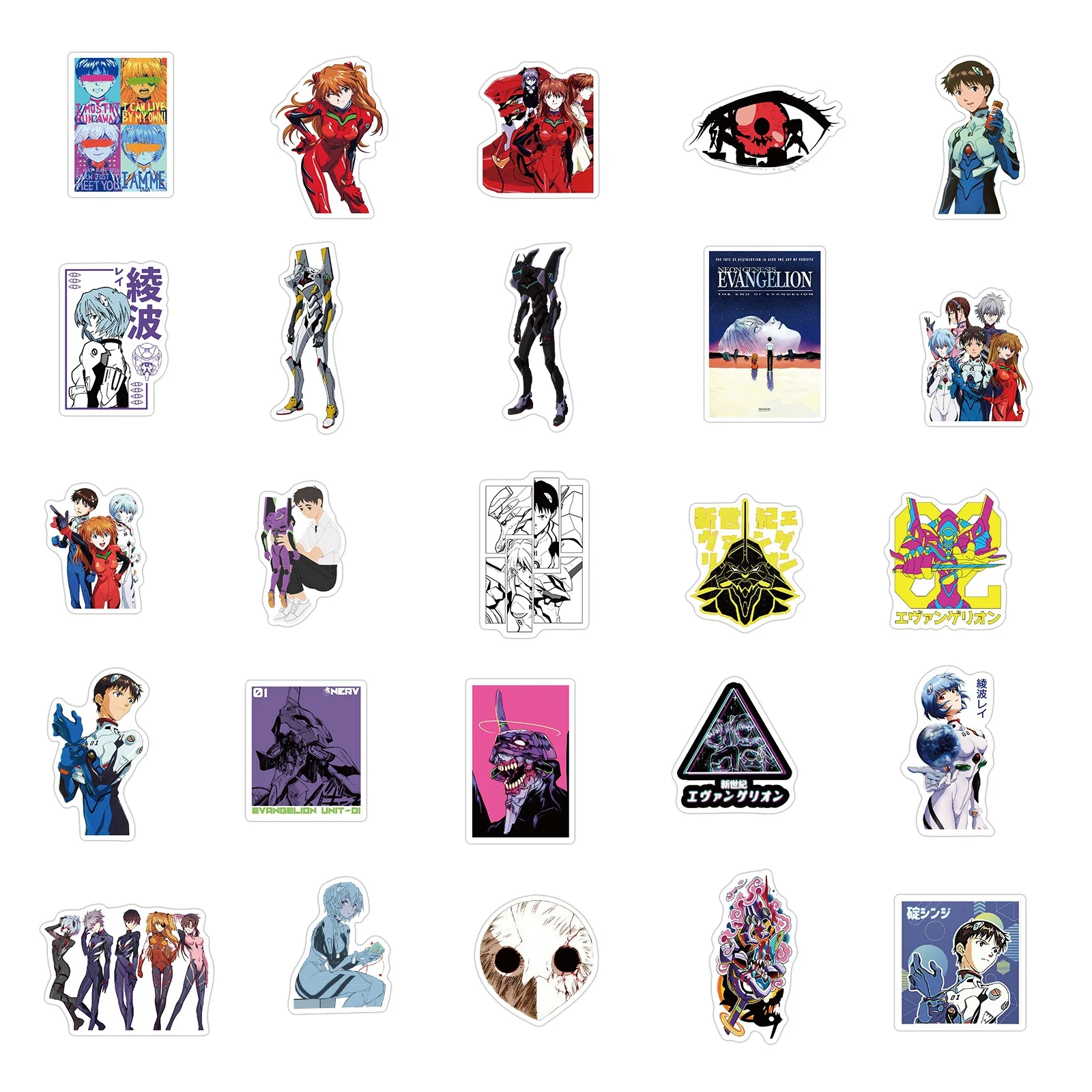 10/50/100 Pcs Anime Evangelion Stickers Graffiti Cartoon Decals Phone Laptop Scrapbook Luggage Skateboard Stickers  Kids Toy