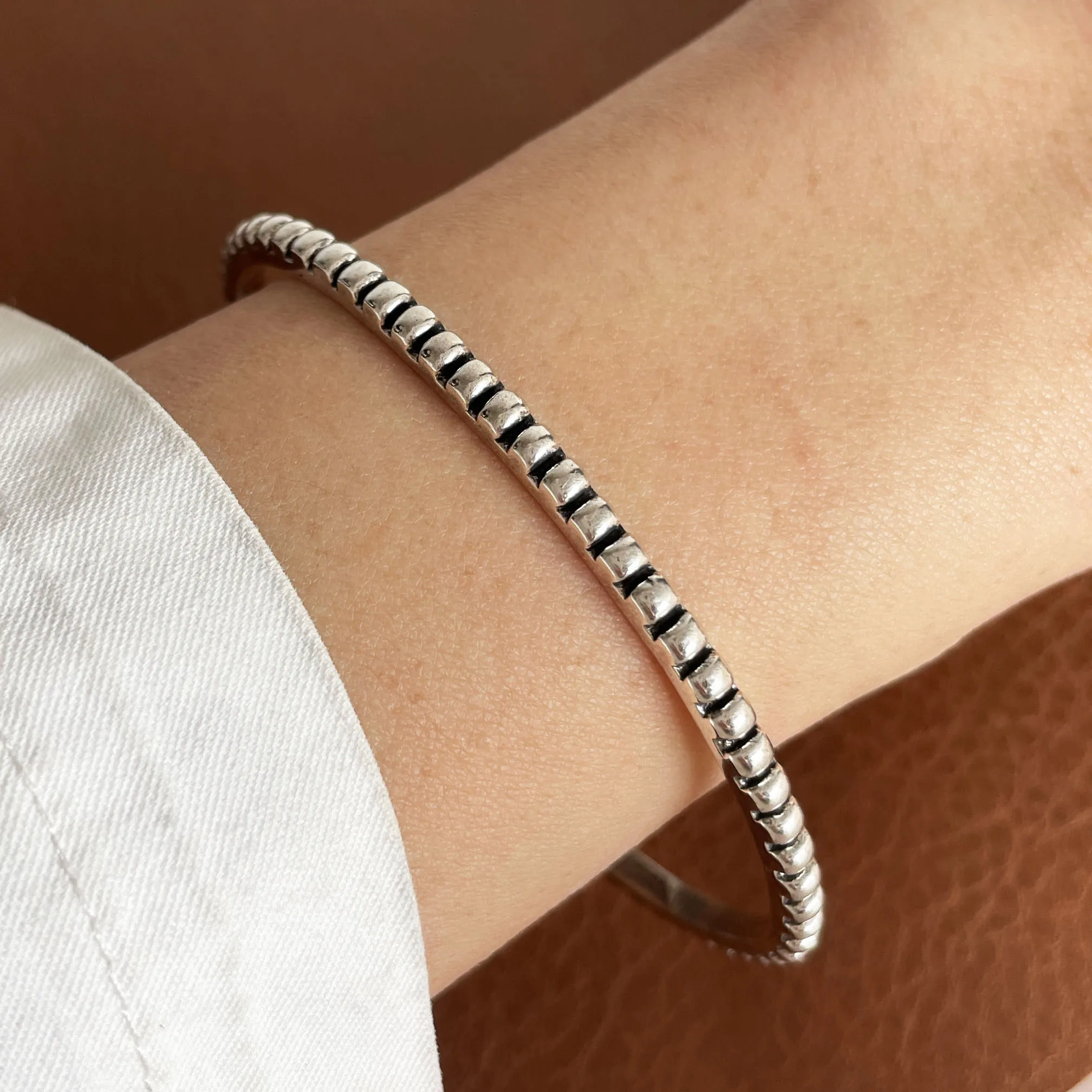 100% Solid 925 Sterling Silver Metal Bracelet for Women Vintage Handmade Simple Retro Black Stone Bracelet Birthday Gift Party image 3