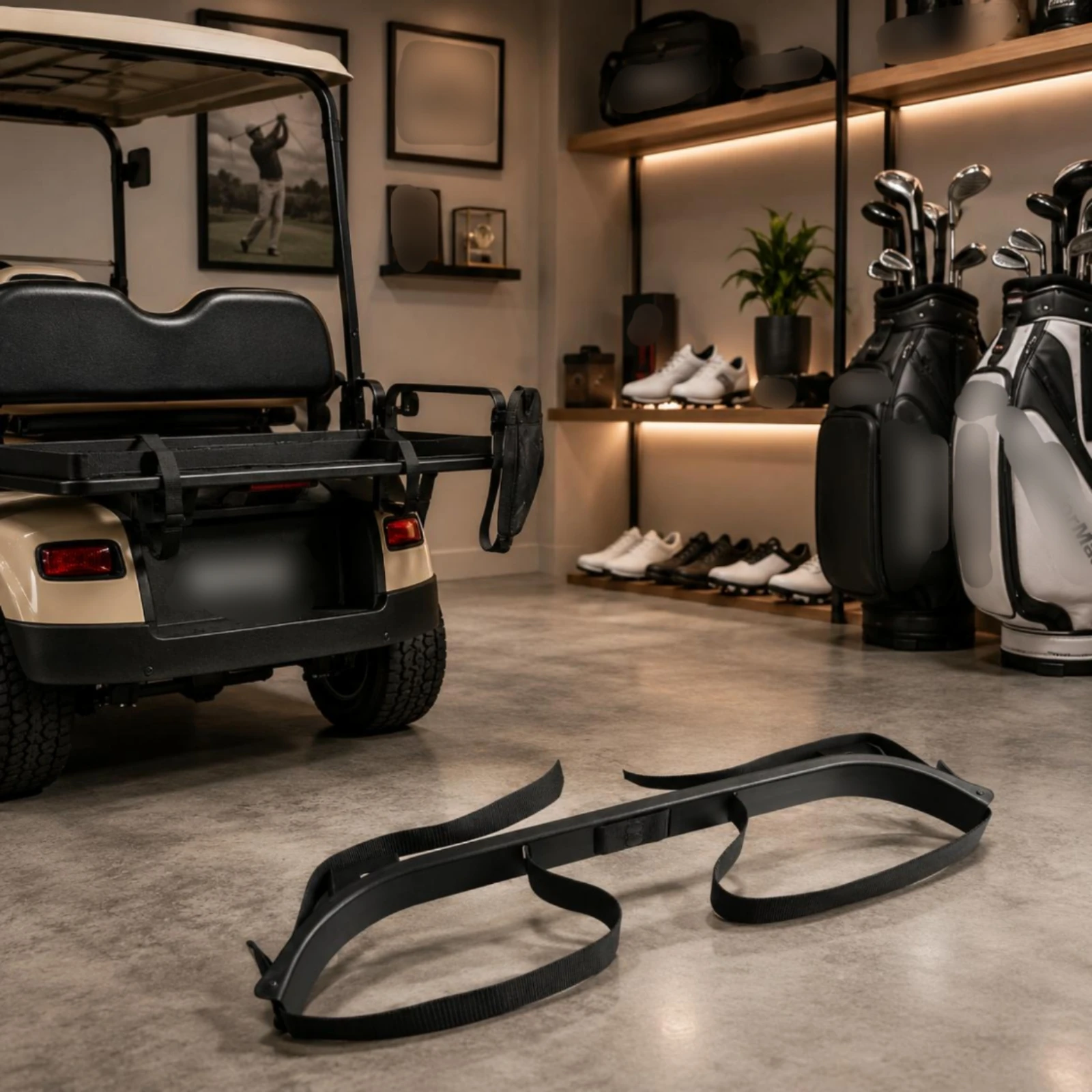 Golf Vehicle Bag Bracket Strapping Straps Golf Vehicle Bag Holder Curved Metal Support Arched Bar Strap Mount Holder Mounting