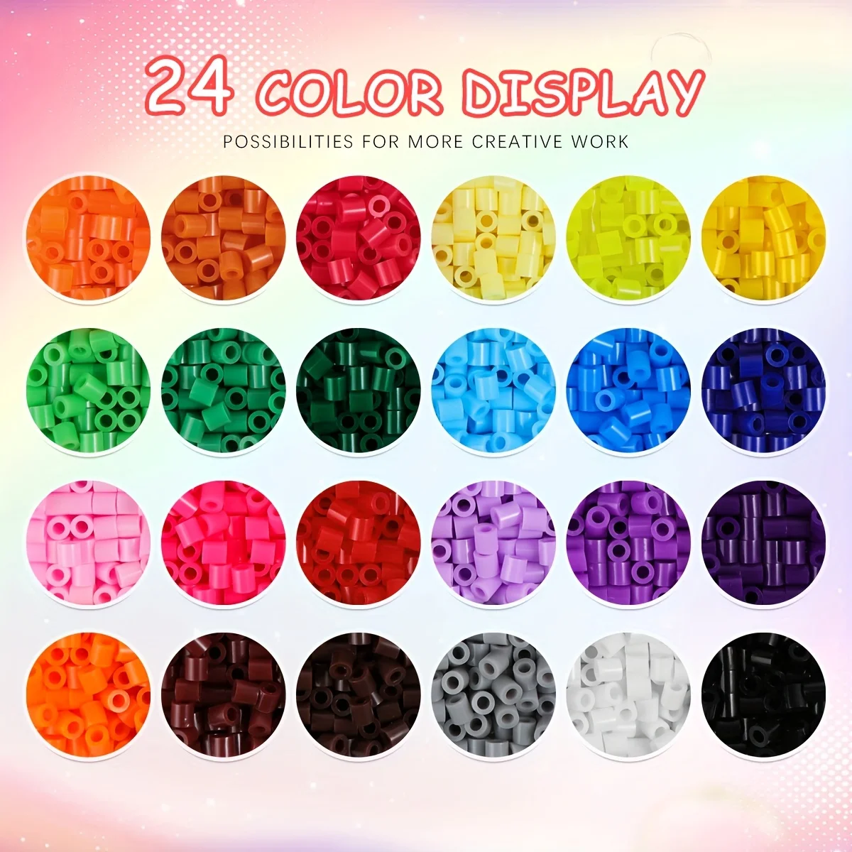 24Colors 5mm Fuse Beads Kit Iron Bead Pixel Art DIY, 3D Puzzle Jewelry Crafting, Handmade Gift Fuse Bead Set For Creative Crafts