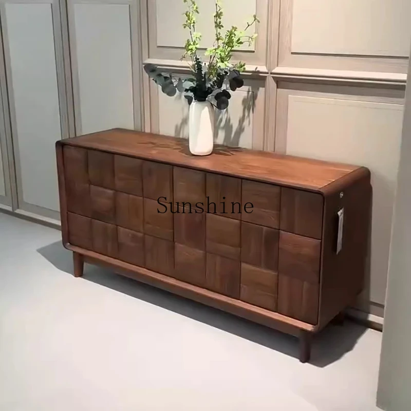 

Modern simple light luxury dining side cabinet creative all solid wood storage cabinet