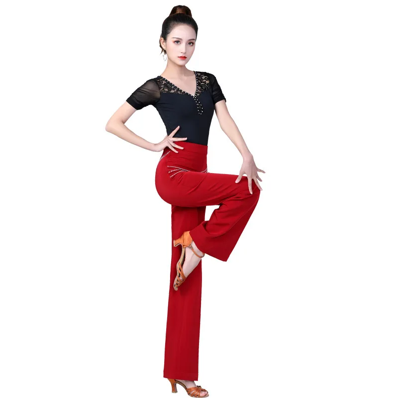 

Latin dance pants, female adult high waisted dance practice pants, national standard modern dance pants