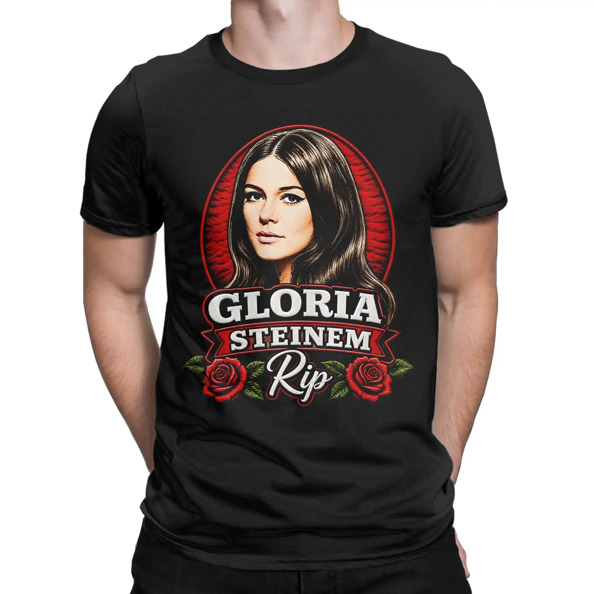 Gloria Steinem T Shirt Men's  Cotton Vintage T-Shirt Crew Neck  Tee Shirt Short Sleeve Clothes Party
