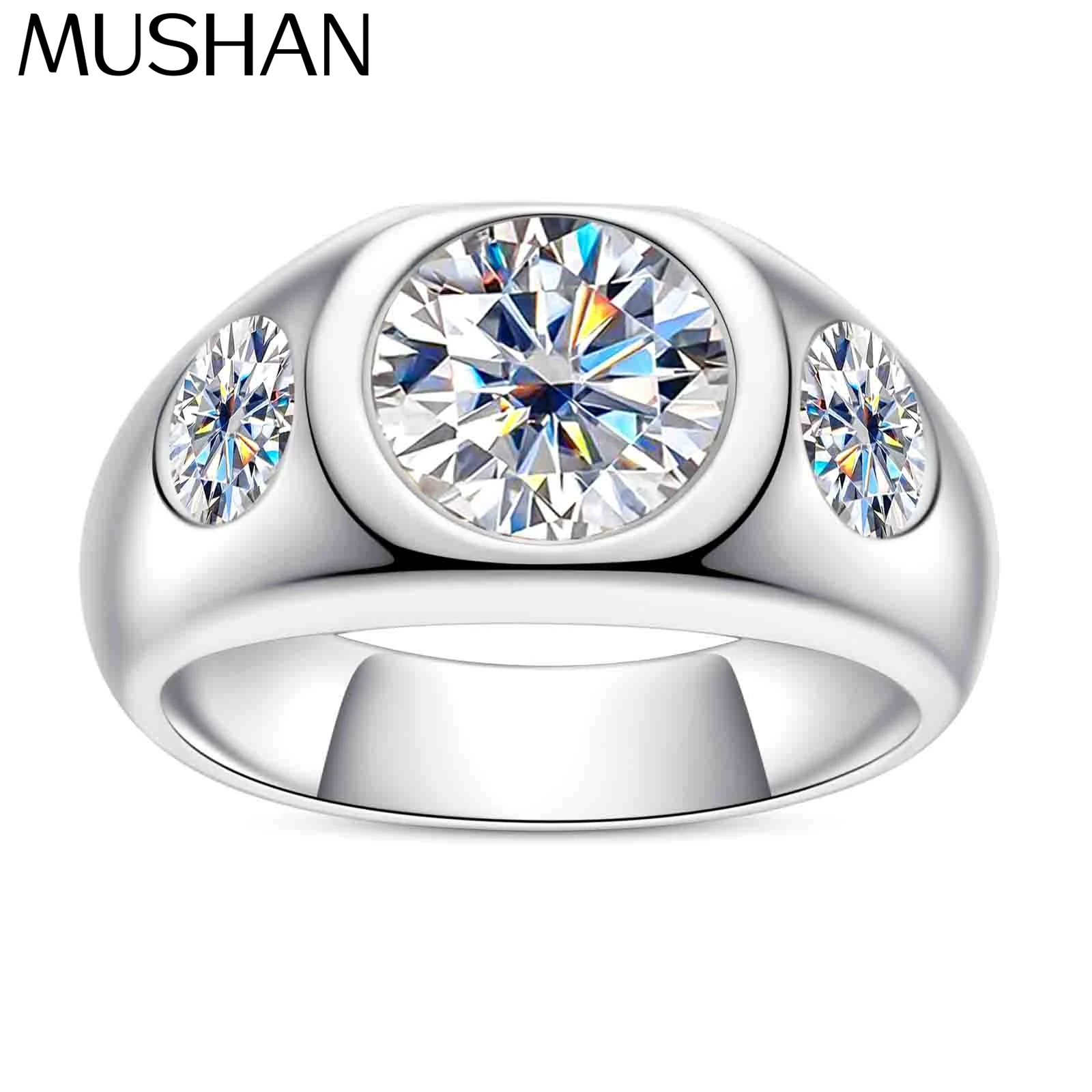 MuShan Brand Jewelry 925 Sterling Silver Ring D Color Moissanite Gorgeous Ring for Fiancee 18K Gold Plated MST Patent Fine Rings