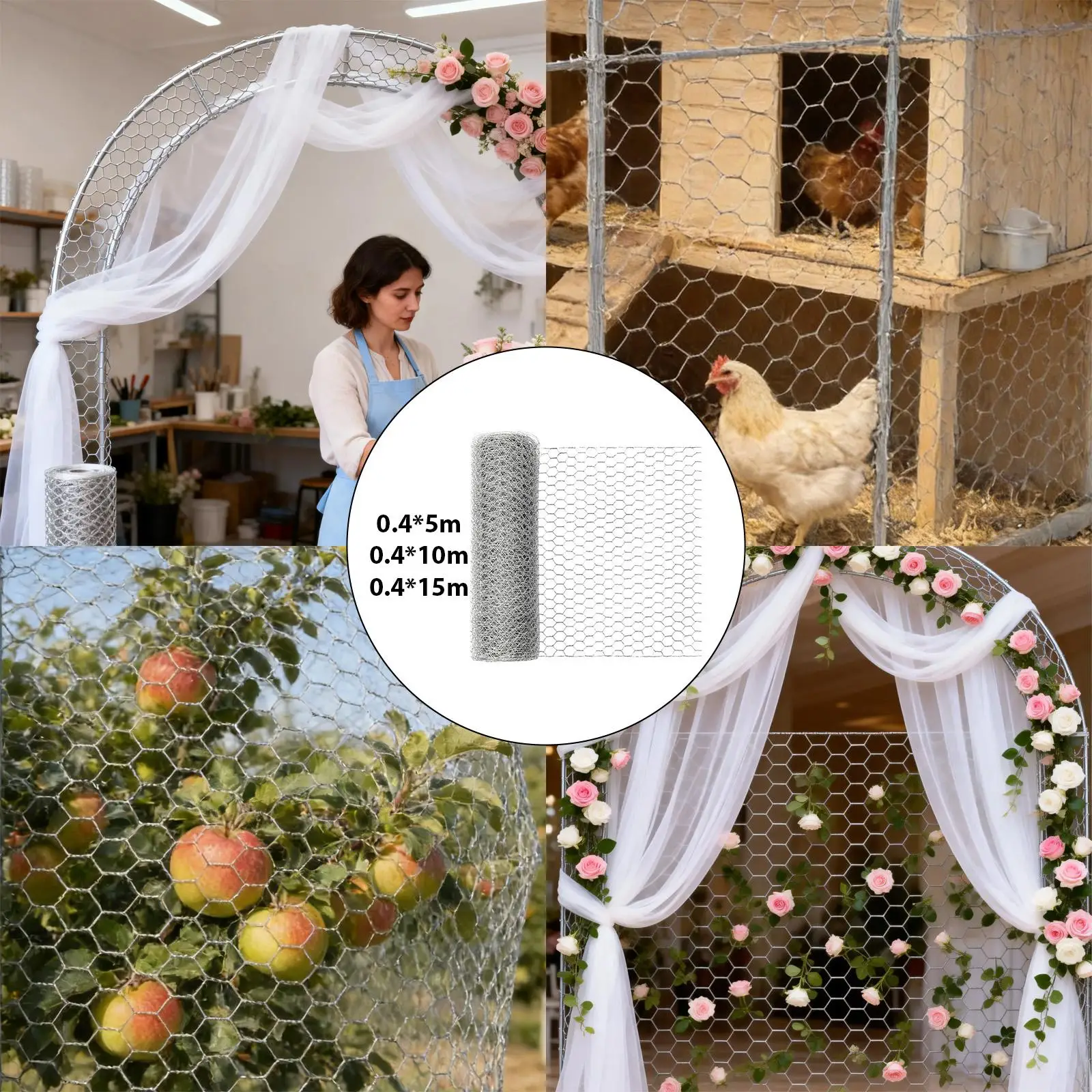 Garden Wire Mesh Fence Roll for Poultry Yard Chicken Enclosure Outdoor Lawn Vegetable Plant Climbing Support