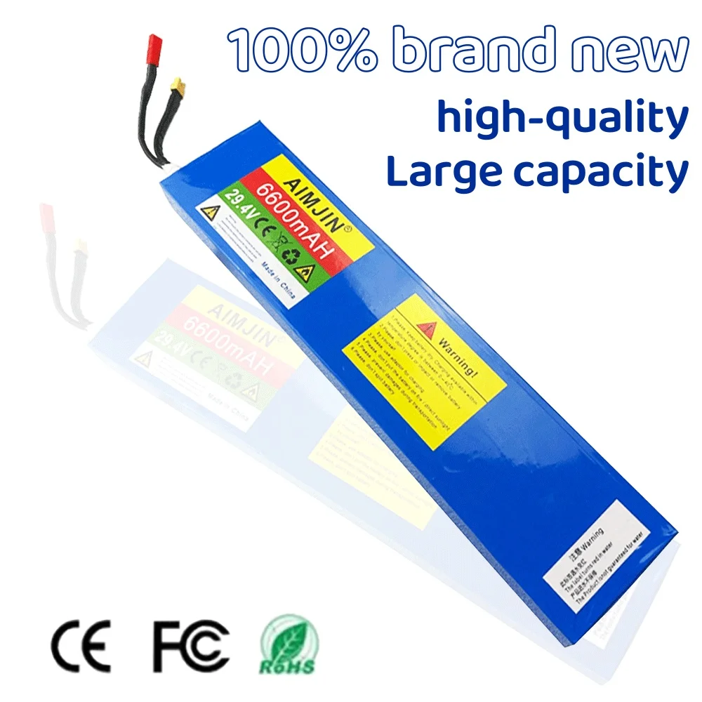25.2V 6600mAh 7S2P 18650 Li-ion Rechargeable Battery Pack with BMS For 29.4V Electric Scooter+Charger