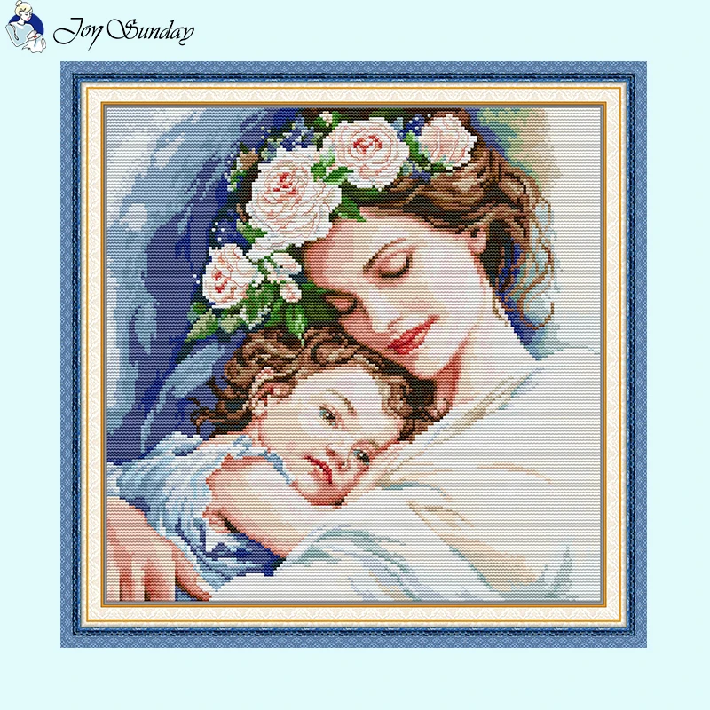 Mother's Love Character Pattern Cross Stitch 14 16 11CT Canvas Printed Fabric Cotton Thread Kit DIY Embroidery Home Decor Crafts