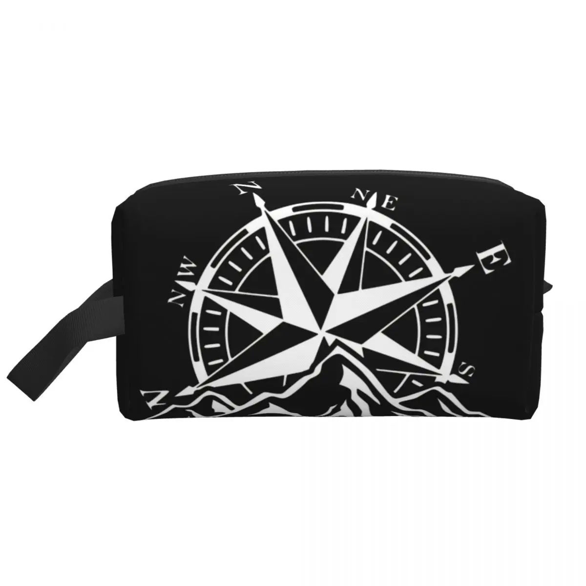 Custom Compass Rose Mountain Toiletry Bag for Women Nautical Cosmetic Makeup Organizer Ladies Beauty Storage Dopp Kit Box