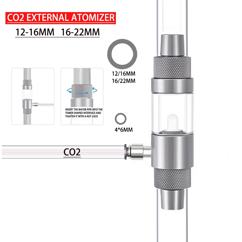 Aquarium CO2 Diffuser Observable Quick Insertion Anti Reflux CO2 External Nebulizer Fish Tank External CO2 Nebulizer Diffuser