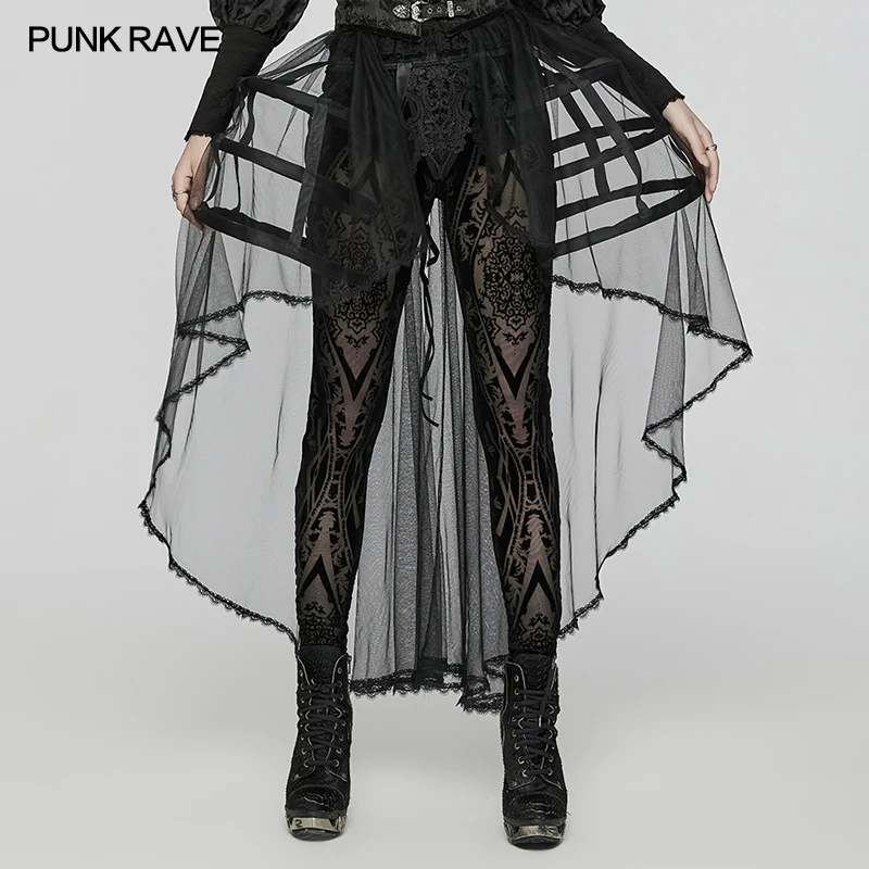 

PUNK RAVE Women's Lolita Baroque Bird Cage Bustle Triple Layers and Double-sided Hollow Out Design Club Skirt Pskeleton