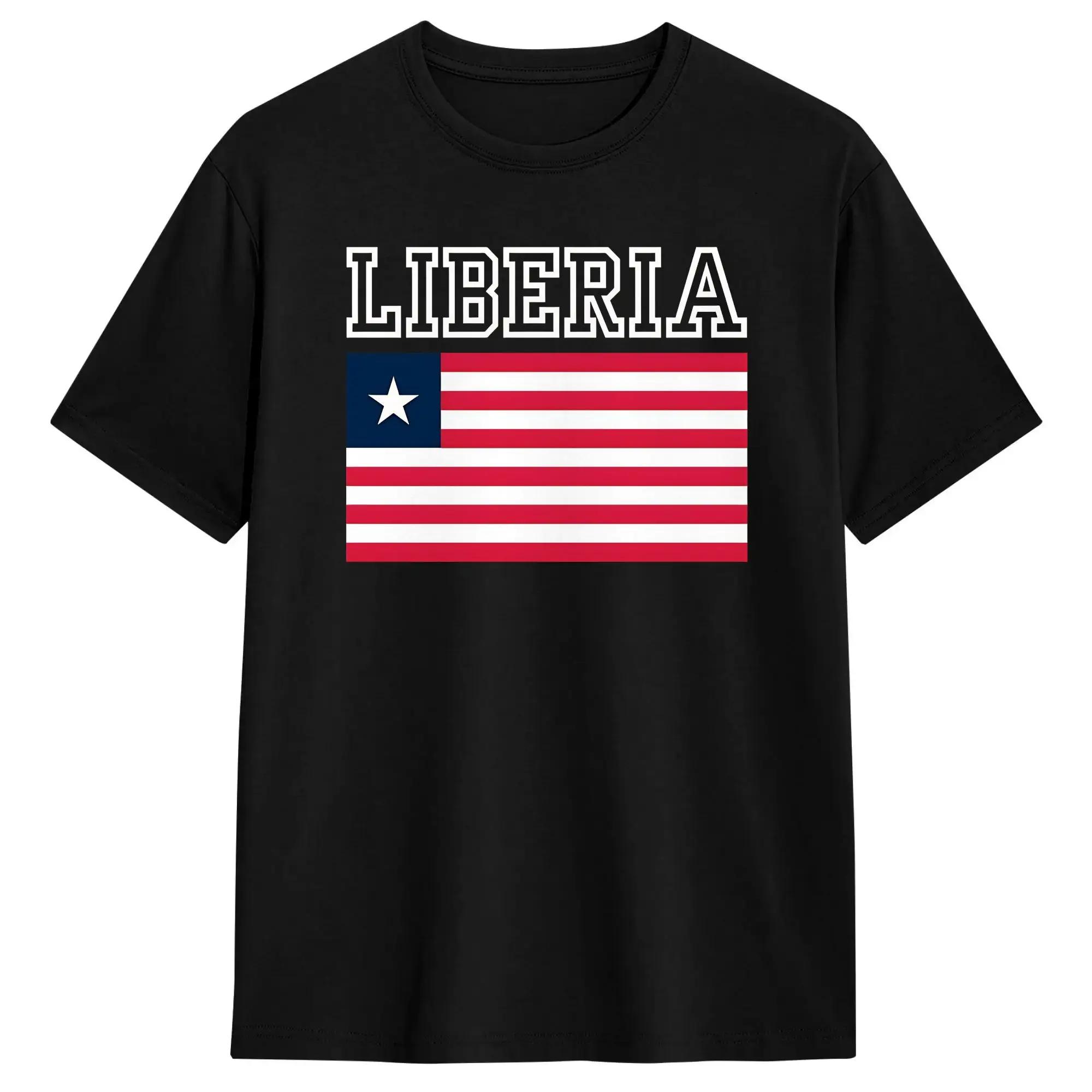 Liberia Country Flag 100 Cotton T-Shirt For Men Summer  Y2K Retro T Shirts O-Neck Trendy Cool Tee Shirt Oversized Wholesale Tops