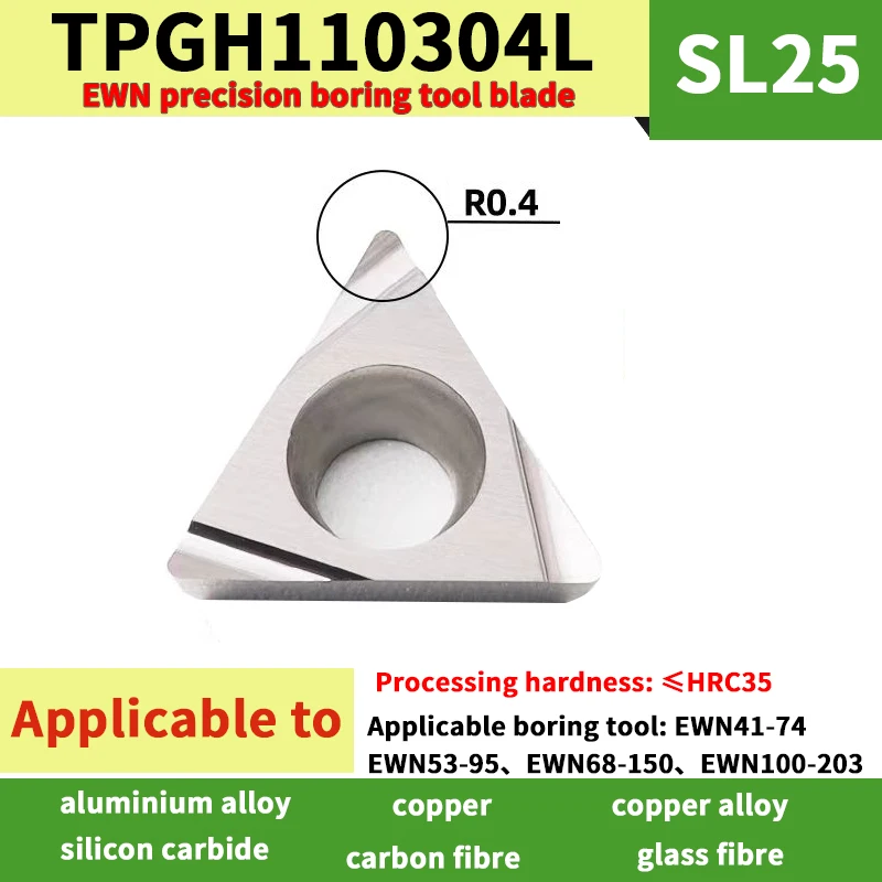 10 pieces EWN Triangular fine boring insert  blade TPGH0802L TCGT1102L TPGH1103L SL25 for aluminum alloy steel parts milling