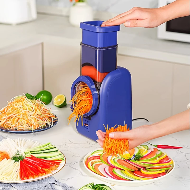 Multi functional vegetable slicer, household kitchen drum, electric potato shred cutting and slicing equipment