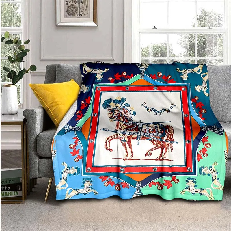 Fashion Ethnic Galoping Horse Super Soft Throws Blanket,Warm Cozy Blanket for Bed,Sofa,Bedroom,Living Room,Travel,Camping,Hiking