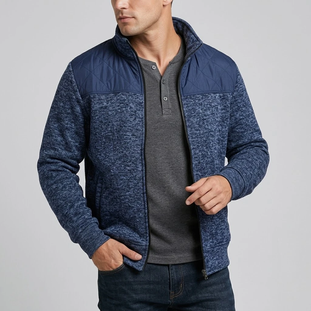 Herbstliche Herren-Fleecejacke, lässiger Stil, durchgehender Reißverschluss, Stehkragen, Sweatshirt, warme Winter-Thermo-Cardigan-Jacke, Oberbekleidung mit Taschen, Oberteile. – Detail 3